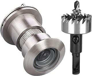 3828 Brass Extra Larger peep Holes for Door with 1-1/10“ Drill Bit, 220-degree Door viewer Peephole with Privacy Cover, Fitting Door Thick from 1-3/5