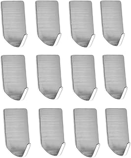 SUS 304 Stainless Steel Self Adhesive Hook Heavy Duty Wall Hooks Nail-Free Waterproof Stick On Bathroom Kitchen Door for Keys Hats Towel Coats, Brushed Finish,12pcs