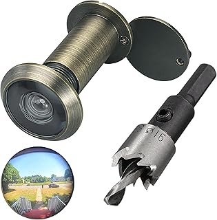 220-degree Solid Brass Peep Holes for Door with 16mm Drill Bit, 0.63 inch Door Peephole with Privacy, Compatible with Door Thick from 1-3/8
